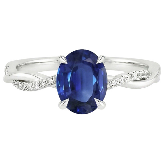 natural round sapphire 6ct ring close up detail