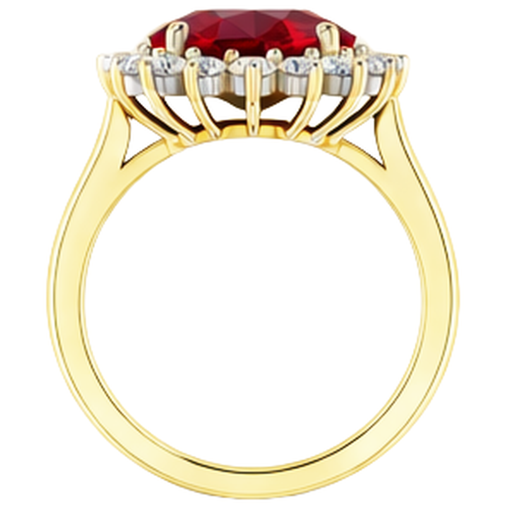 Oval Burma Ruby Natural Earth Mined Diamond Flower Style Ring 10.50 Carats Two Tone Gold