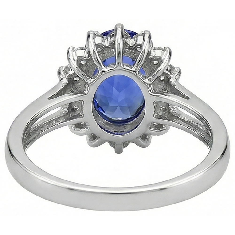 natural round tanzanite 22.75ct ring with diamond accents