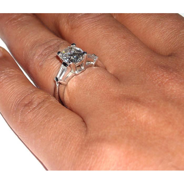 Oval Cut 3 Stone Real Diamond Womens Ring 2.01 Carats White Gold