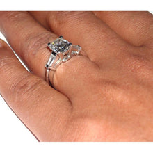 Oval Cut 3 Stone Real Diamond Womens Ring 2.01 Carats White Gold