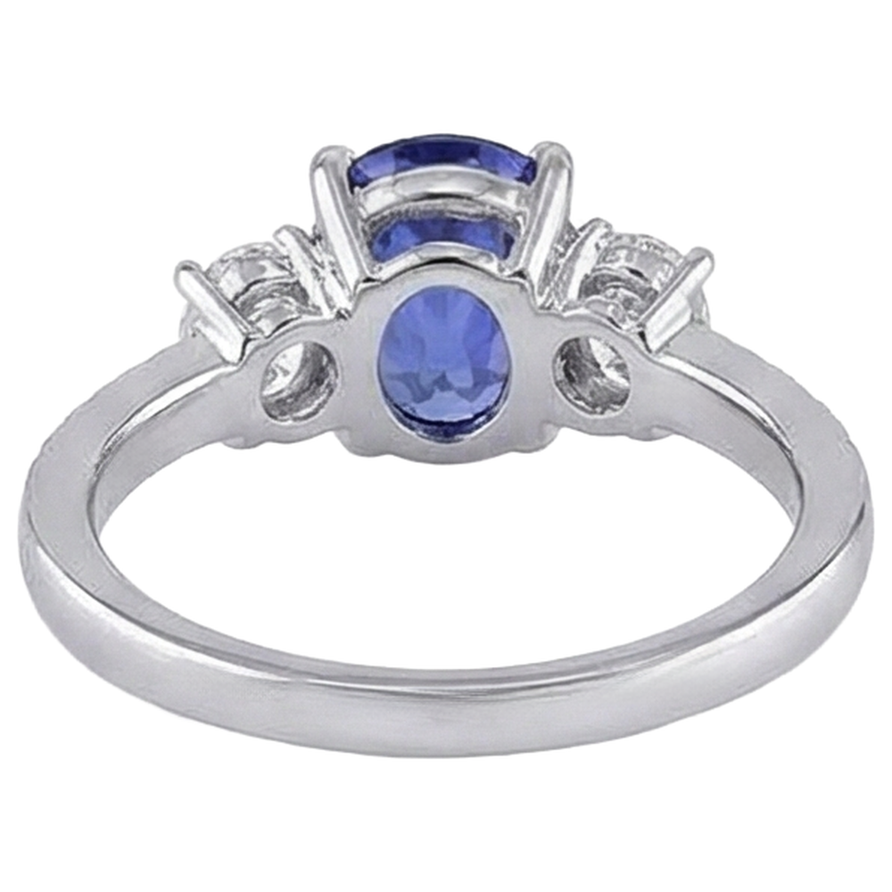 Oval Cut 4.50 Ct. Tanzanite With Natural Earth Mined Diamonds 3 Stone Style Ring 14K