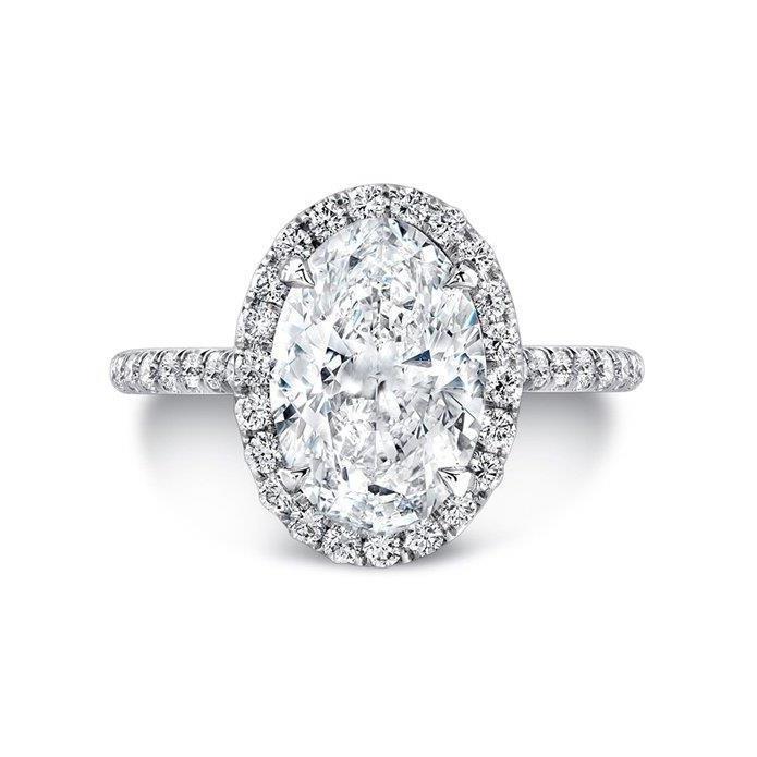 Oval Cut 5.01 Carats Halo Real Diamonds Engagement Ring 14K White Gold