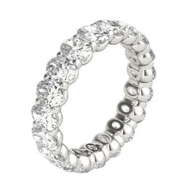 Oval Cut 6 Carats Natural Diamond Eternity Wedding Band Solid White Gold