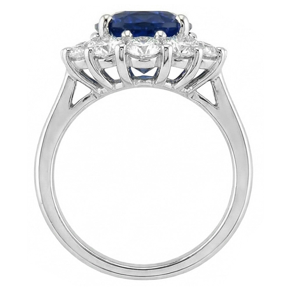 Oval Cut Blue Sapphire Colored Stone Ring in 14K White Gold