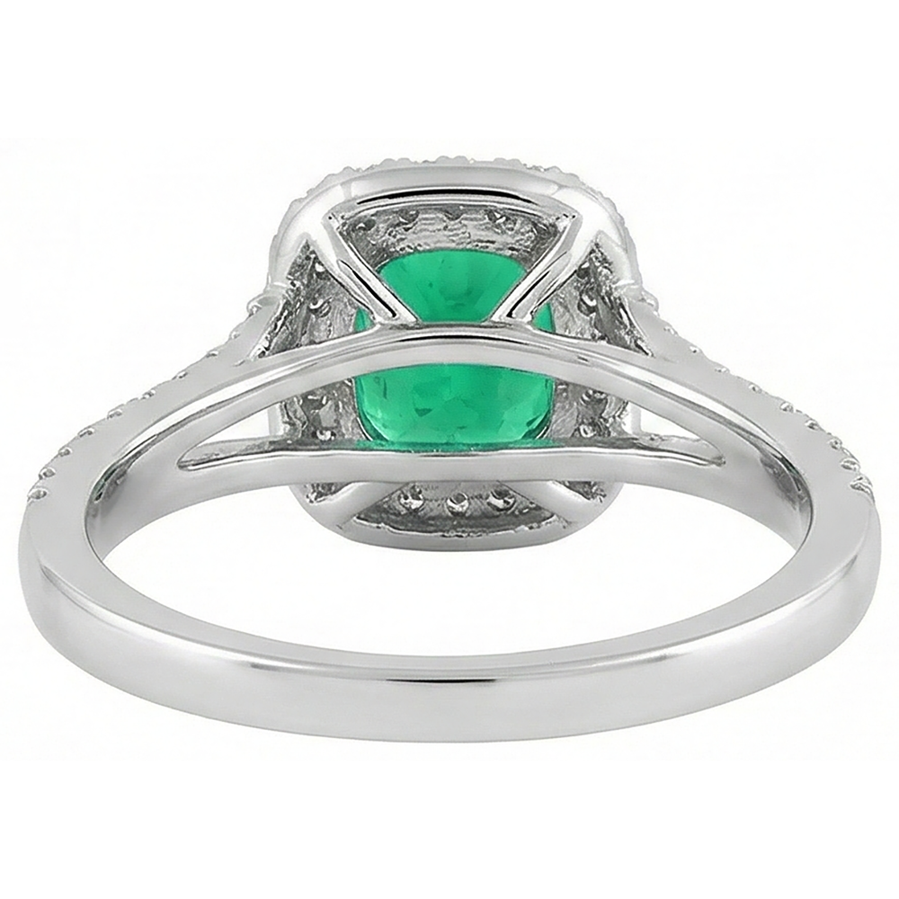 Dazzling Colombian Emerald Gemstone Ring 2 ct – back view