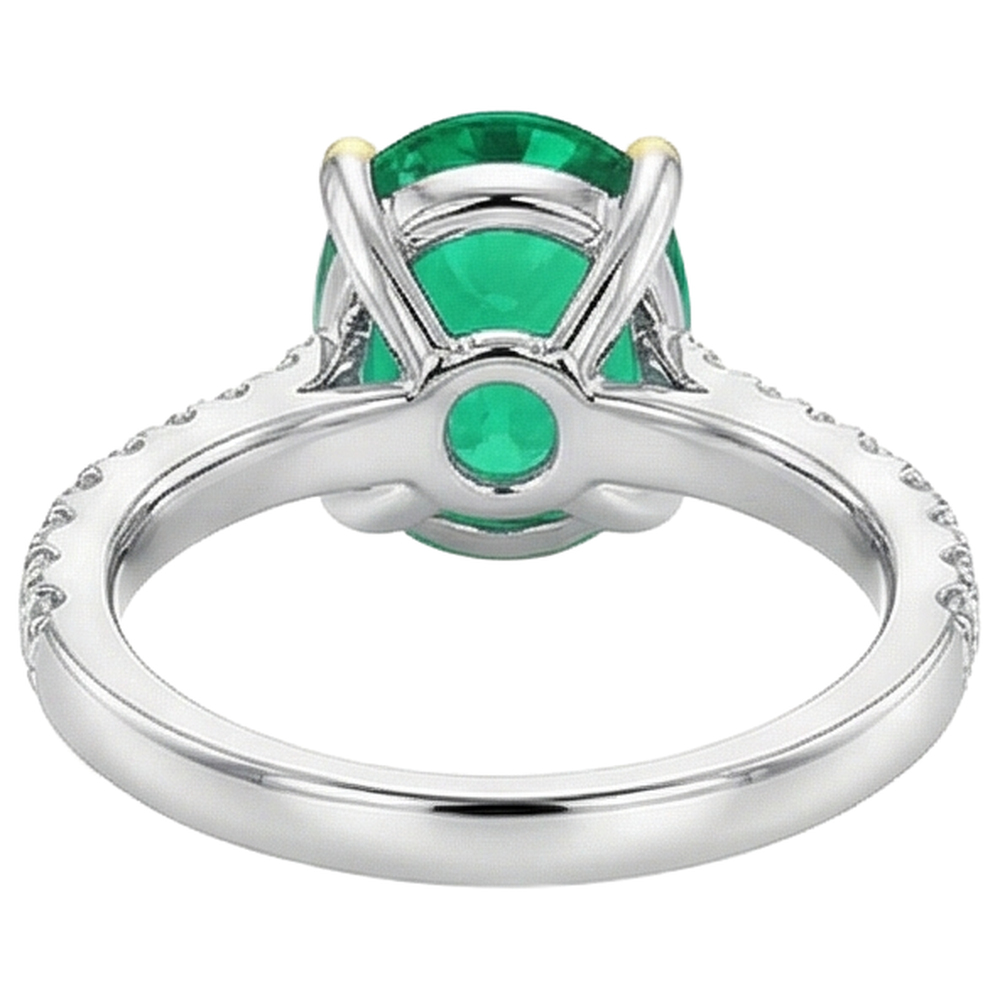 Real Fine Emerald Colored Stone Ring – back view