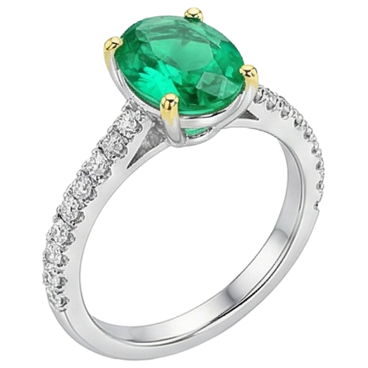 Sophisticated Fine Emerald Colored Stone Ring 3.50 ct – front view