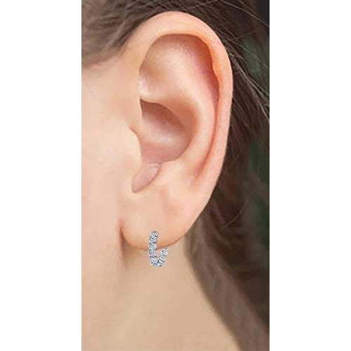 Oval Cut Natural Diamond Women Hoop Earring Solid Gold Jewelry 8 Carats