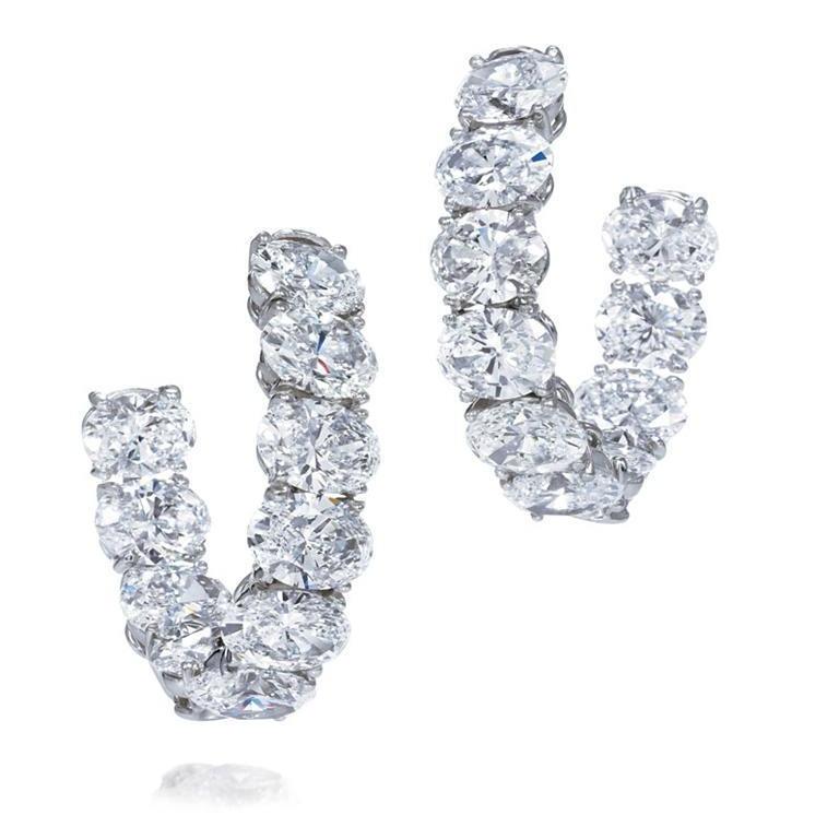 Oval Cut Natural Diamond Women Hoop Earring Solid Gold Jewelry 8 Carats