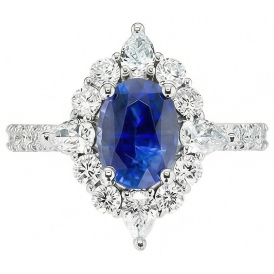 Oval Cut Sapphire Cluster Ring Vintage Type