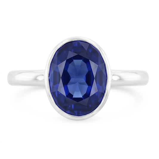 Oval Cut Sapphire Solitaire Ring Bezel Set 2 Carats Ladies Jewellery