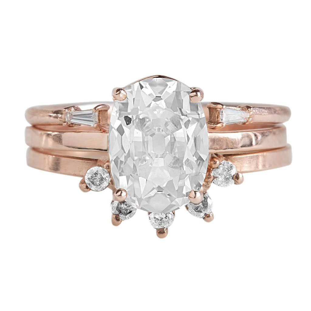 Oval Engagement Ring Set Genuine Old Mine Cut Diamond Gold Jewelry 8.60 Carats