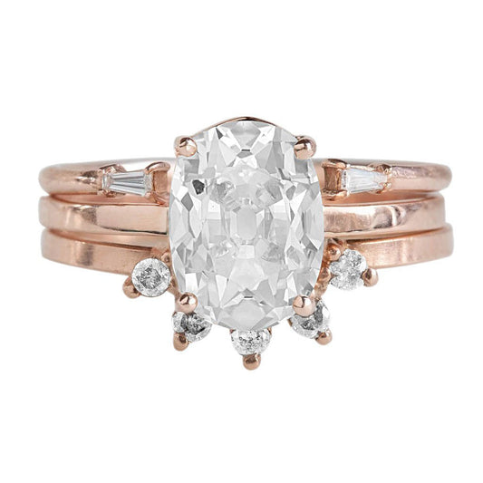 Oval Engagement Ring Set Genuine Old Mine Cut Diamond Gold Jewelry 8.60 Carats
