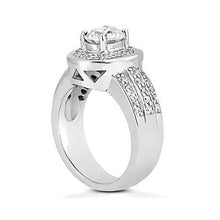 Oval Genuine Diamond Halo Engagement Ring 2.51 Carats White Gold