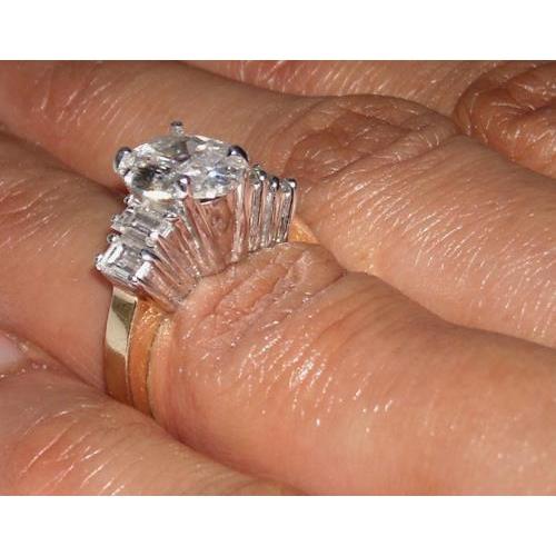 Oval Genuine Diamond Ring Antique Look Two Tone Jewelry New
