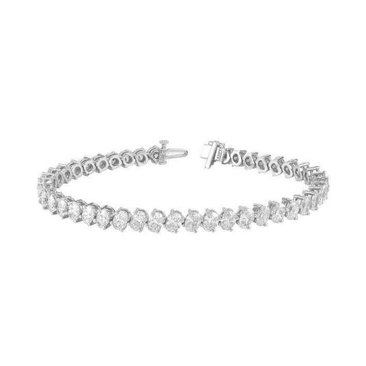 Oval Genuine Diamond Tennis Bracelet Lady 10.50 Carats White Gold Jewelry