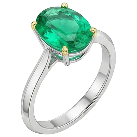 Real Fine Emerald Precious Stone Ring – front view