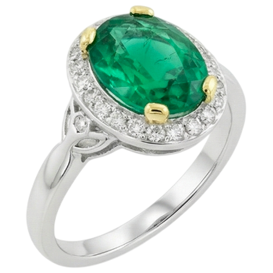 Real Fine Emerald Precious Stone Ring – front view