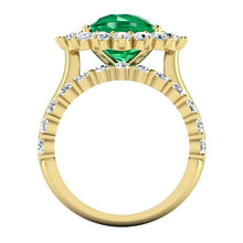 Oval Green Emerald With Diamonds Ring Set
