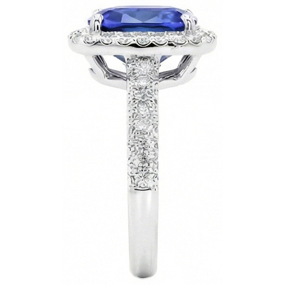 Oval Halo Engagement Ring Sri Lankan Sapphire & Natural Earth Mined Diamond 9 Carats New