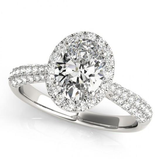 Oval Halo Natural Diamond Engagement Ring 1.75 Carats White Gold 14K Jewelry
