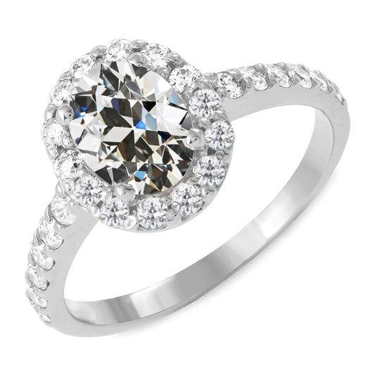 Oval Old Cut Natural Diamond Halo Wedding Ring 6.50 Carats Ladies Jewelry