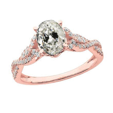 Oval Old Mine Cut Real Diamond Ring Infinity Style Rose Gold 5 Carats