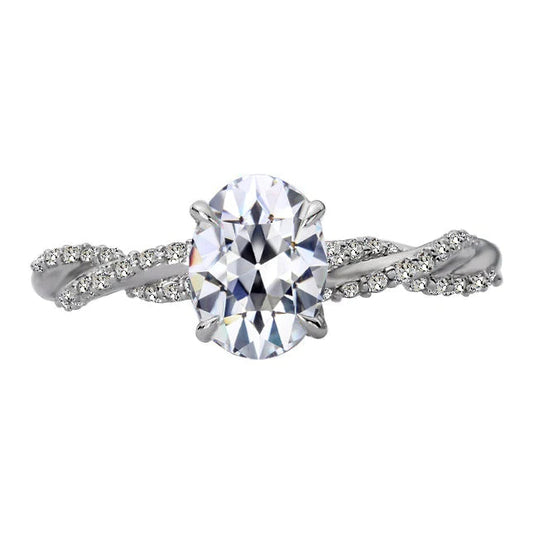 Oval Old Mine Cut Real Natural Earth Mined Diamond Ring Prong Twisted Shank 5 50 Carats