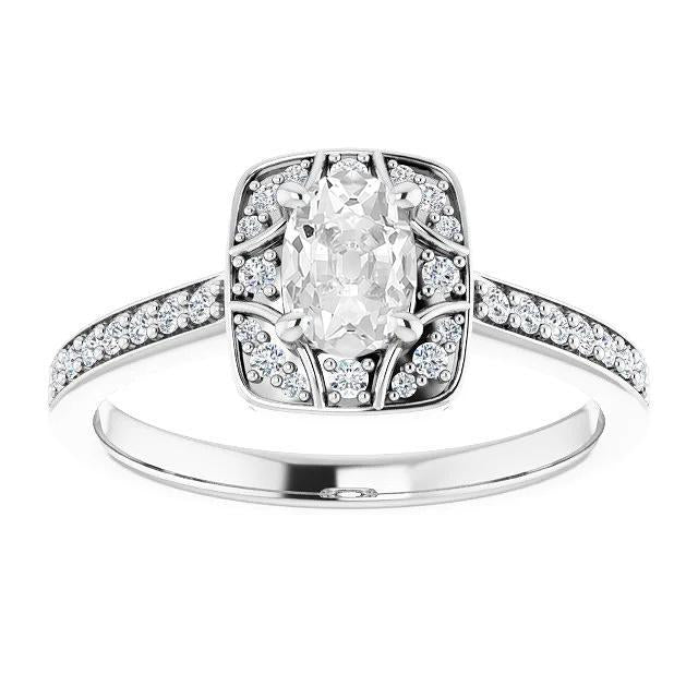 Oval Old Miner Genuine Diamond Halo Ring 14K White Gold 4.70 Carats