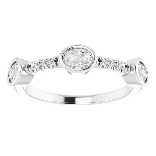 Oval Old Miner Natural Diamond Half Eternity Band Prong Bezel Set 5.75 Carats