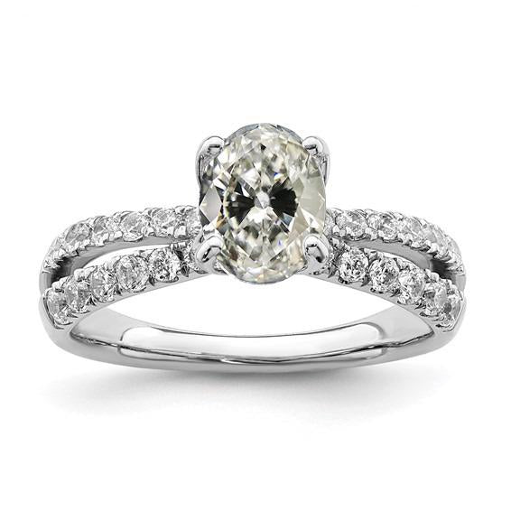 Oval Old Miner Real Diamond Ring Prong Split Shank 4 Carats Gold Jewelry