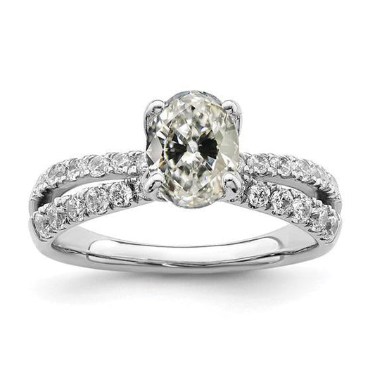 Oval Old Miner Real Diamond Ring Prong Split Shank 4 Carats Gold Jewelry