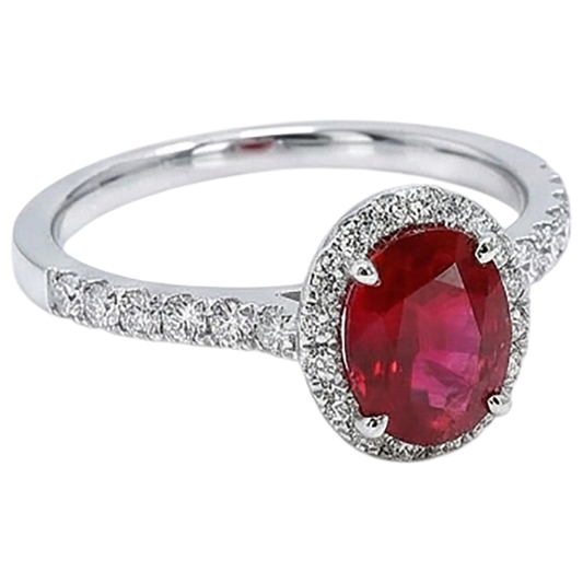 natural round ruby 3.70ct ring side angle