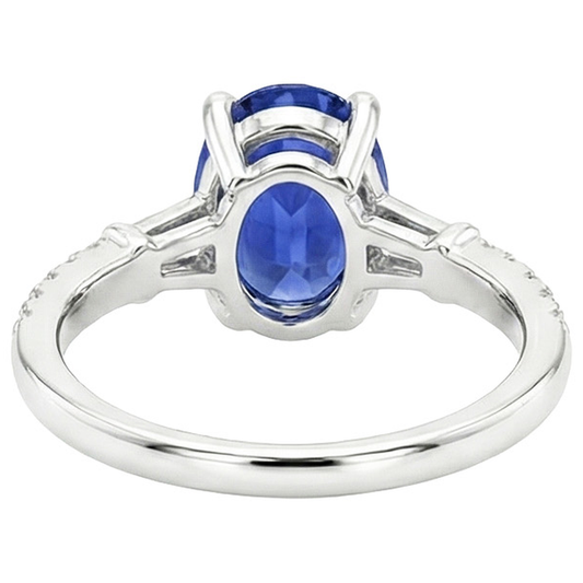 Oval Sapphire Natural Earth Mined DIAMOND ( NOT LAB GROWN ) Ring