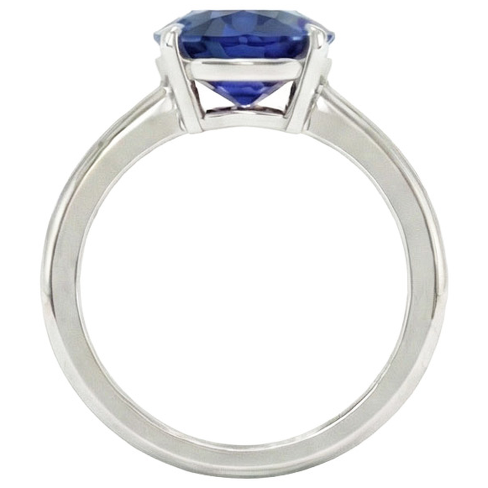 Oval Solitaire Ceylon Blue Sapphire White Gold Ring 4.50 Carats