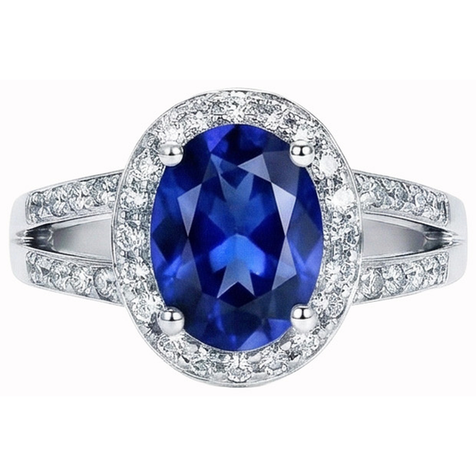 natural round sapphire 3.51ct ring side angle