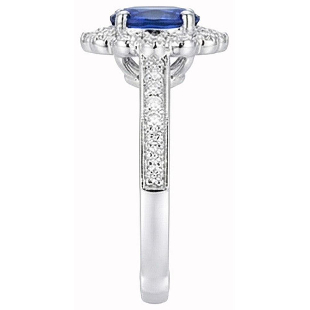 Oval Sri Lankan Sapphire Ring Round Natural Earth Mined DIAMOND ( NOT LAB GROWN ) Gold Jewellery 2 Carats