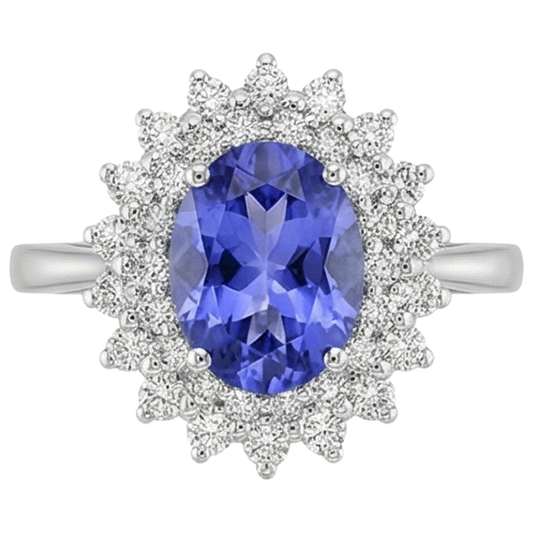 natural round tanzanite 11.25ct ring side angle