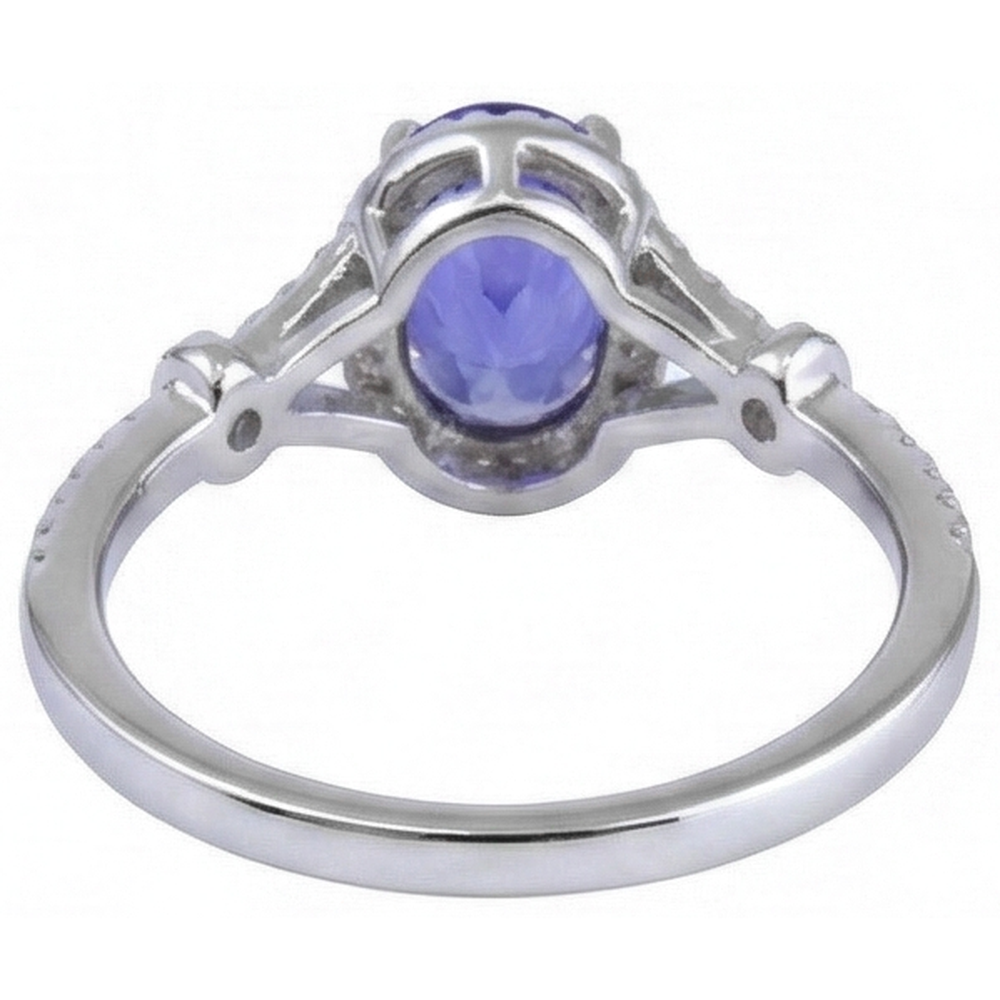 natural round tanzanite 3.60ct ring with diamond accents
