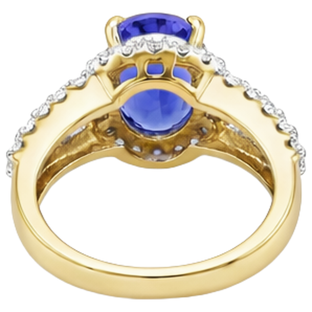 Oval Tanzanite And Round Natural Earth Mined DIAMOND ( NOT LAB GROWN )s Wedding Ring Two Tone 3.50 Carats