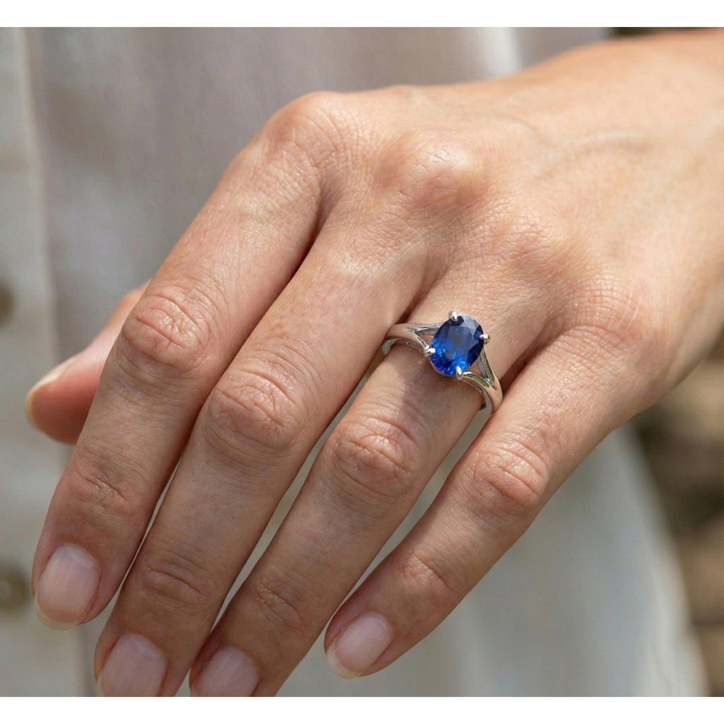 Oval Cut Solitaire Sapphire Engagement Ring