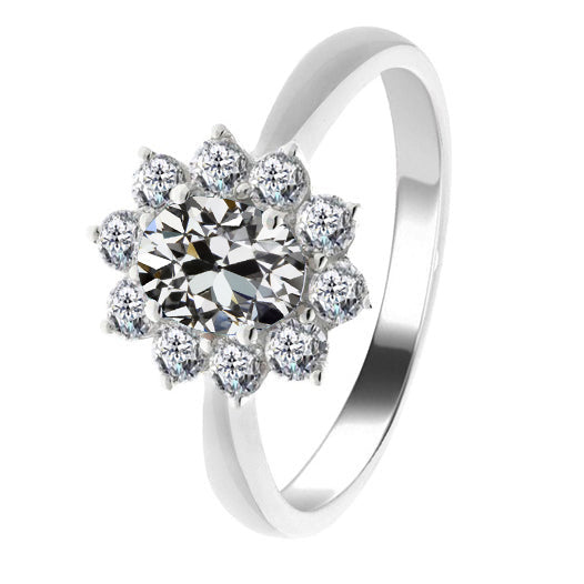 High-End Fine Diamond Halo Engagement Ring 2 ct – main view