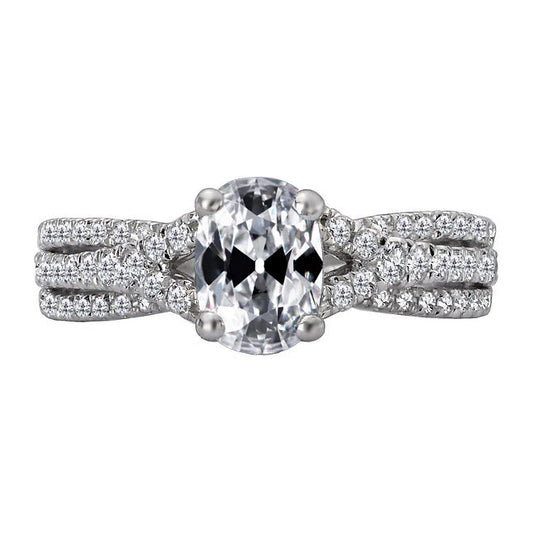 Old Mine Cut Brilliant Diamond ring in 14K White Gold – main view