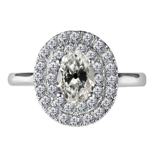 Old Mine Cut Fine Diamond ring in 14K White Gold – main view