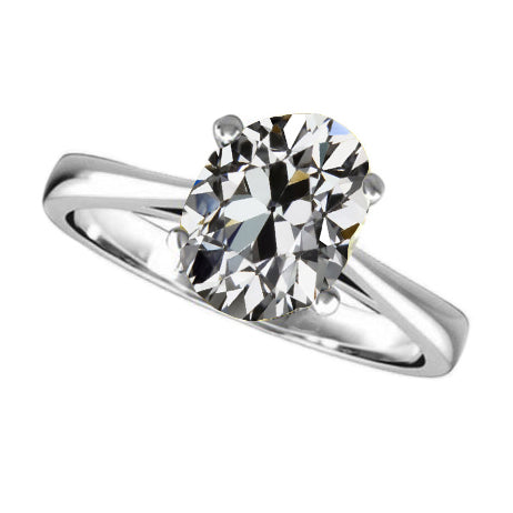 Brilliant Diamond Antique Cushion Solitaire Ring in 14K White Gold – main view
