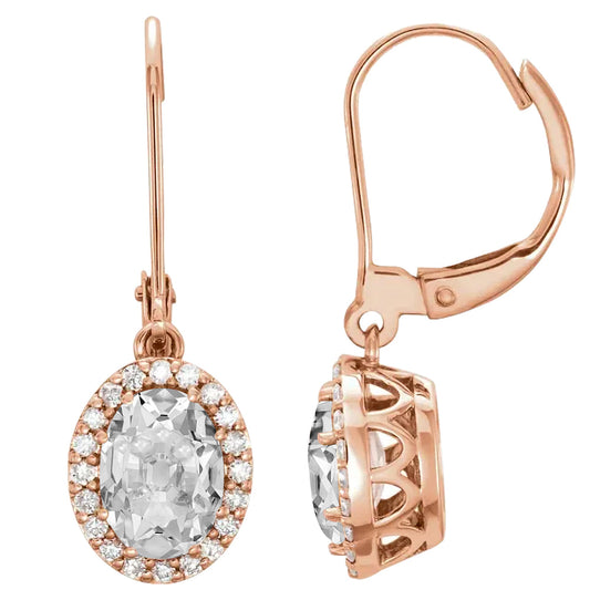Genuine Fine Diamond Drop Earrings 3 ct 14K Rose Gold – main view