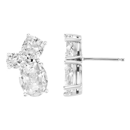 Real Diamond Earrings 10 ct 14K White Gold – front view
