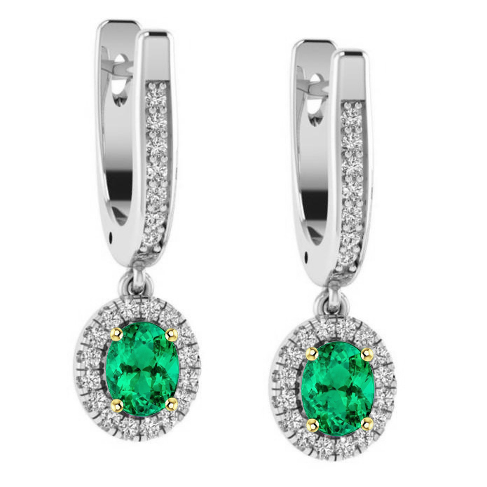 Oval Cut Colombian Emerald ring in 14 Karat Two Tone Gold – main view