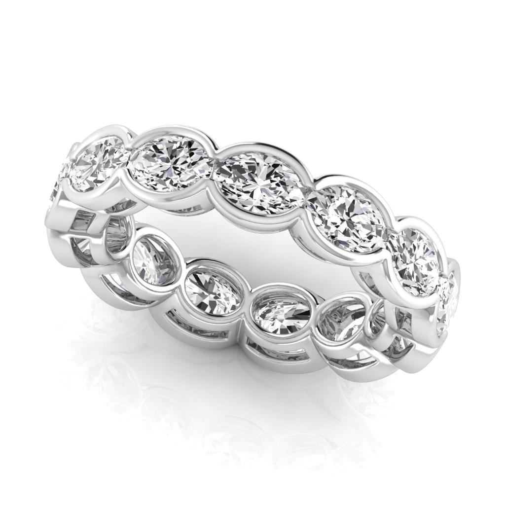 Fine Diamond Oval Cut Eternity Band in 14K White Gold – side view